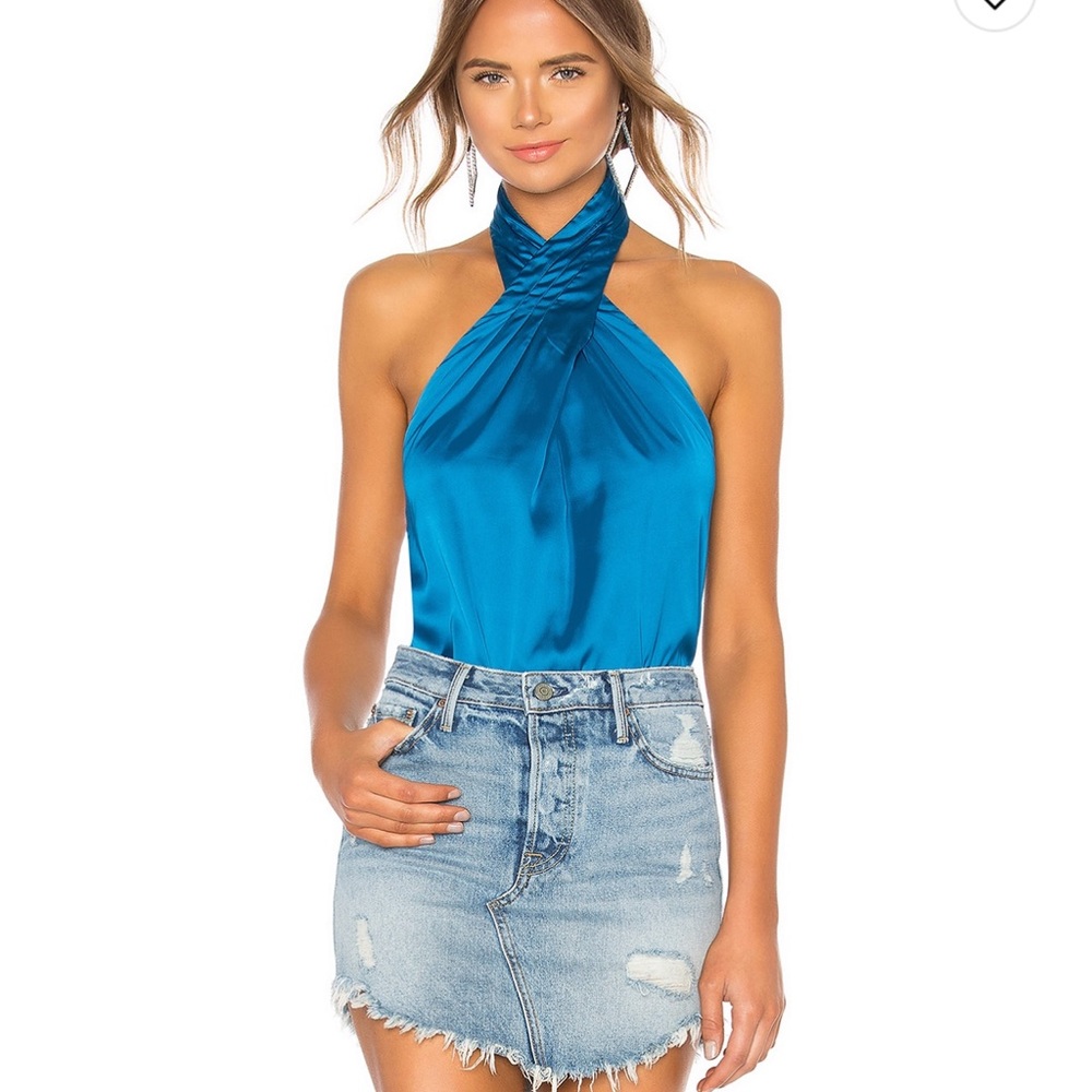 Super down amerie pleated halter top